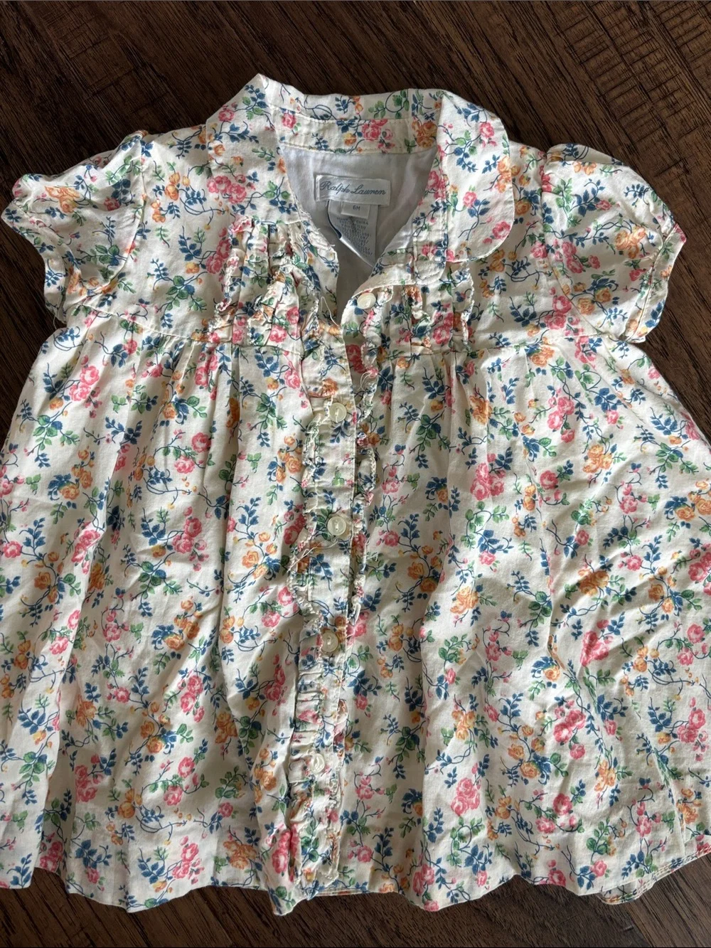 Ralph Lauren Cream Floral Ruffle Dress and Bloomers